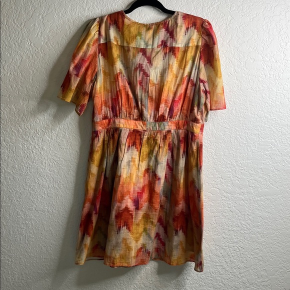 BA&SH Aelda Mini Dress Abstract Print Ochre Women US Sz 6 - Picture 6 of 8